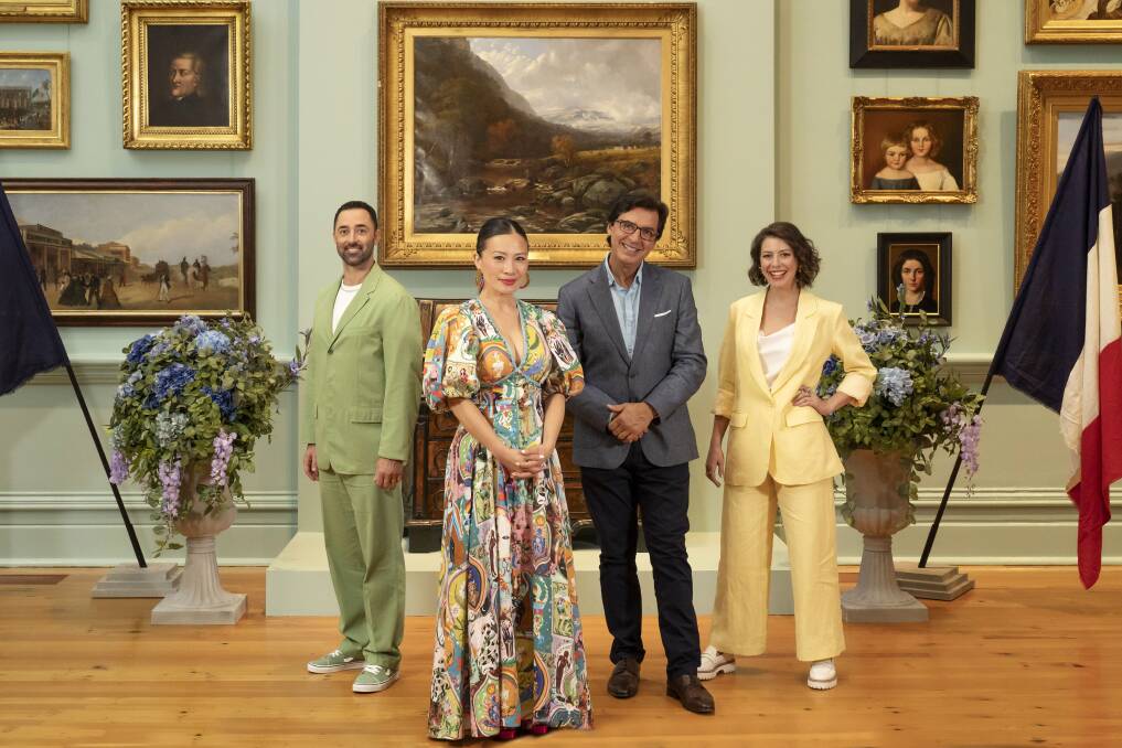 MasterChef Australia judges Andy Allen, Poh Ling Yeow Food, Jean-Christophe Novelli and Sofia Levin in the Bendigo Art Gallery for the filming of an episode. Picture supplied.