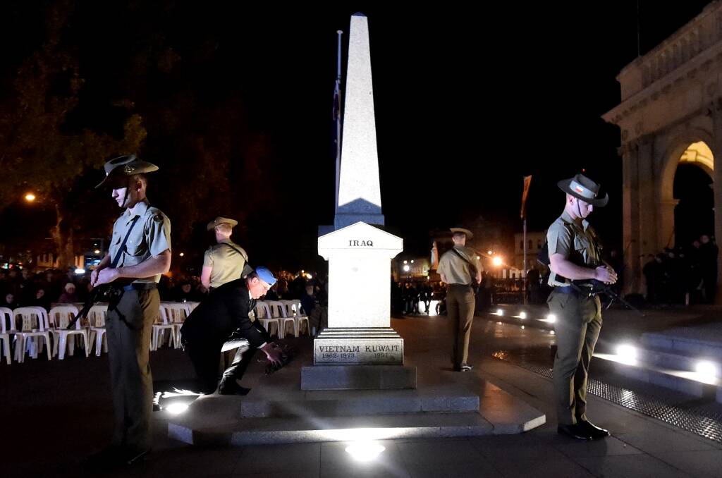 Thousands of people turned out in the early hours for the Bendigo RSL's Dawn Service ceremony. Pictures by Darren Howe.