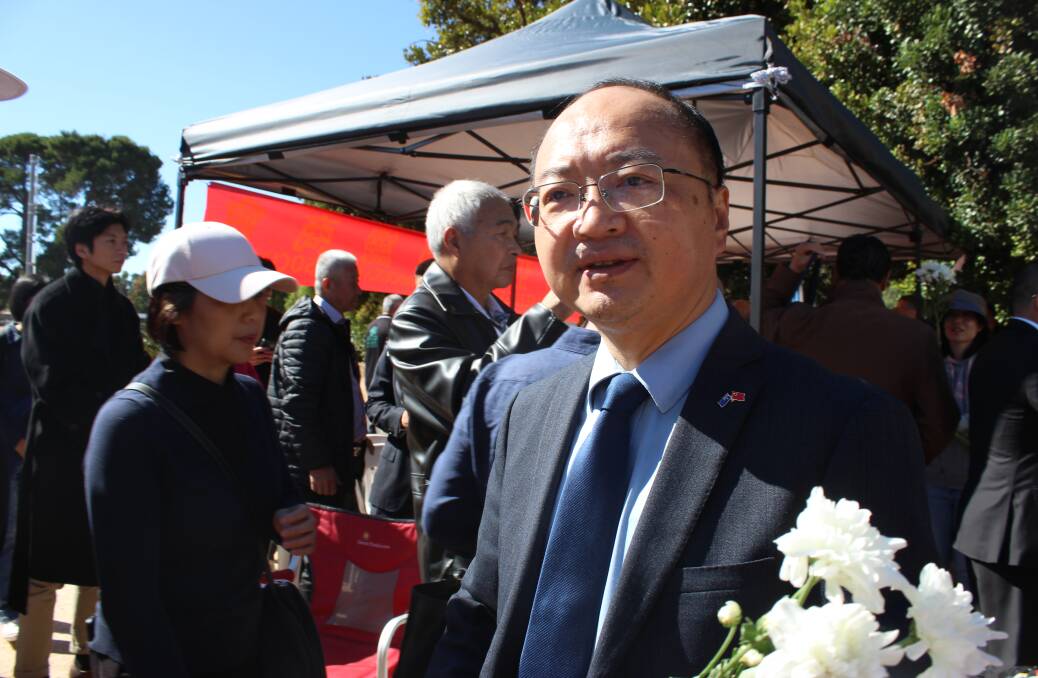 The Consul-General of China for Victoria and Tasmania, Mr Fang Xinwen, attended the Qingming ritual event. Picture by Jenny Denton
