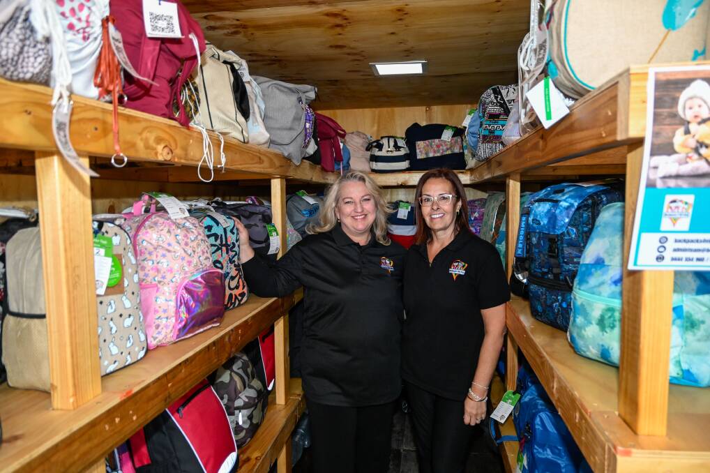 Backpack 4 VIC Kids chief executive Sally Beard and business support officer Alisa Jack inside the Bendigo tiny site. Picture by Enzo Tomasiello