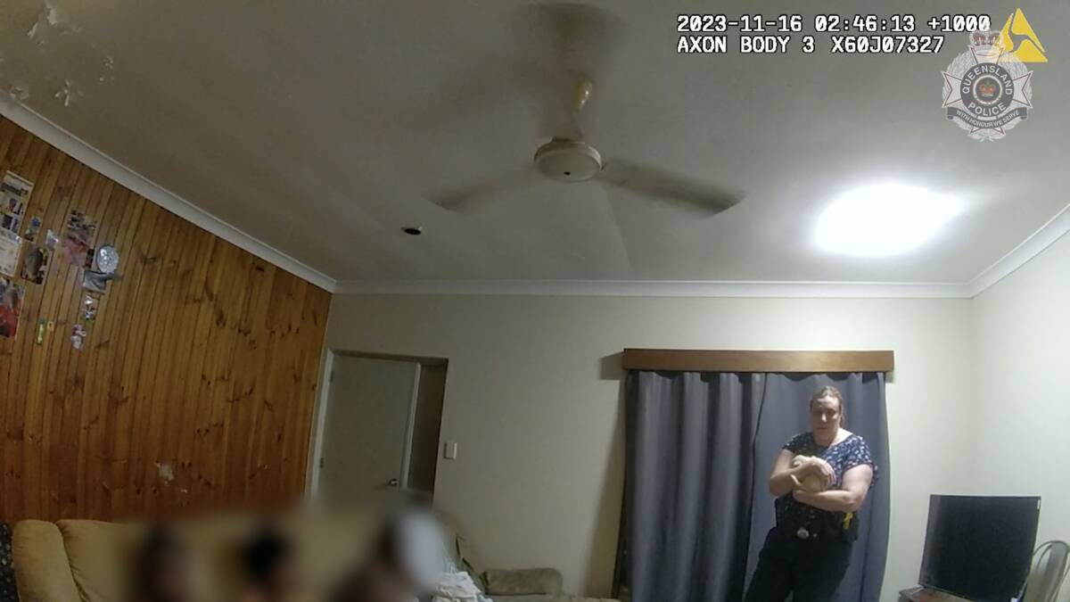 A screenshot from footage of the puppy rescue. Picture from Queensland Police. 