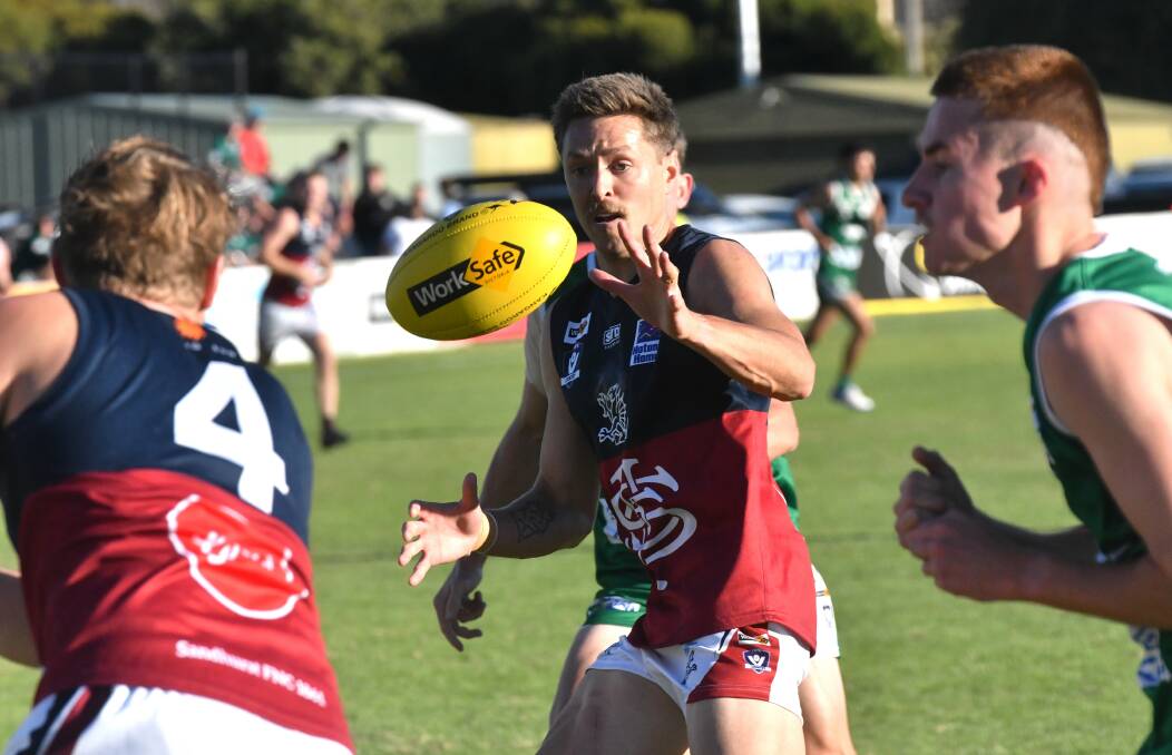 Sandhurst's prized recruit Fergus Greene kicked six goals in his first game back in Dragons colours. Picture by Adam Bourke