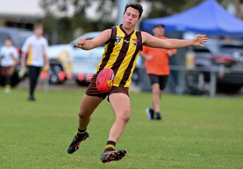 Lachlan Wilson led Huntly's goalkicking in 2023 snagging 48 majors from 16 games. Picture by Brendan McCarthy.