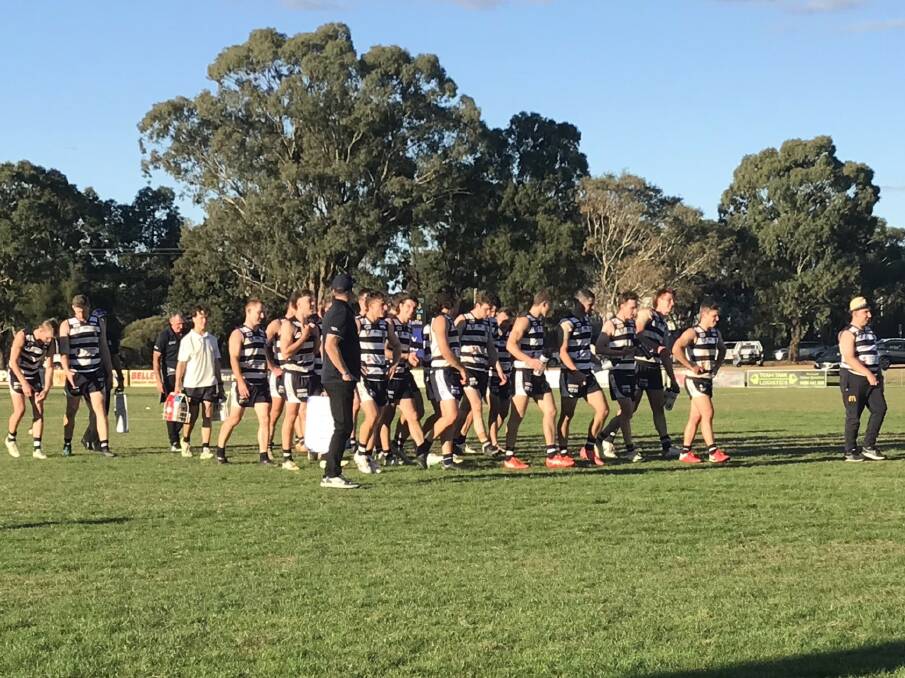Strathfieldsaye exit the field after its 28-point round one win over South Bendigo. 