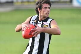 Castlemaine midfielder Darby Semmens in action against Eaglehawk last Saturday. Picture by Adam Bourke
