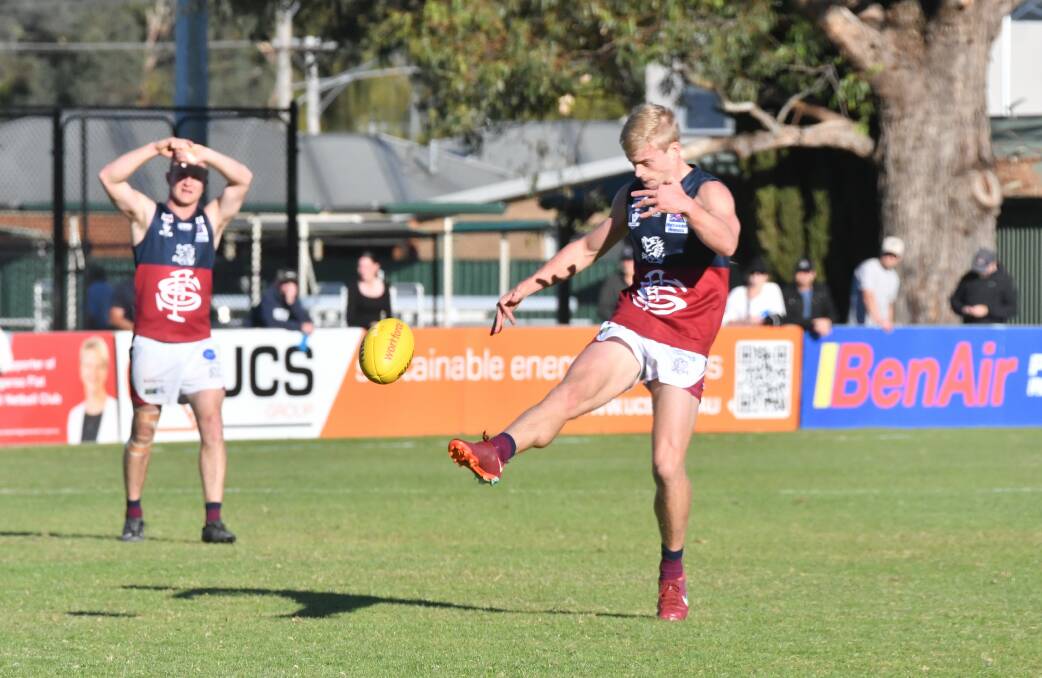 Gun midfielder Lachlan Tardrew spent time up forward and nailed four majors. Picture by Adam Bourke