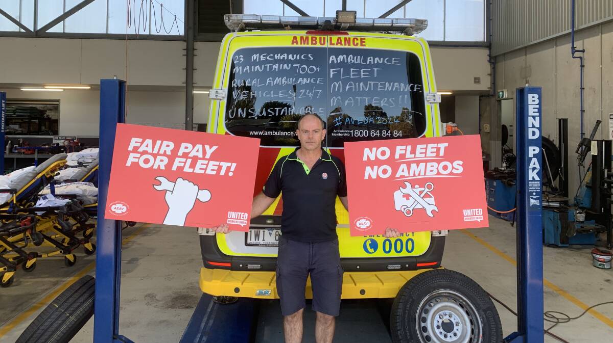 'No fleet, no ambos': crucial ambulance mechanics have walked off the job to fight for better work conditions. Picture supplied