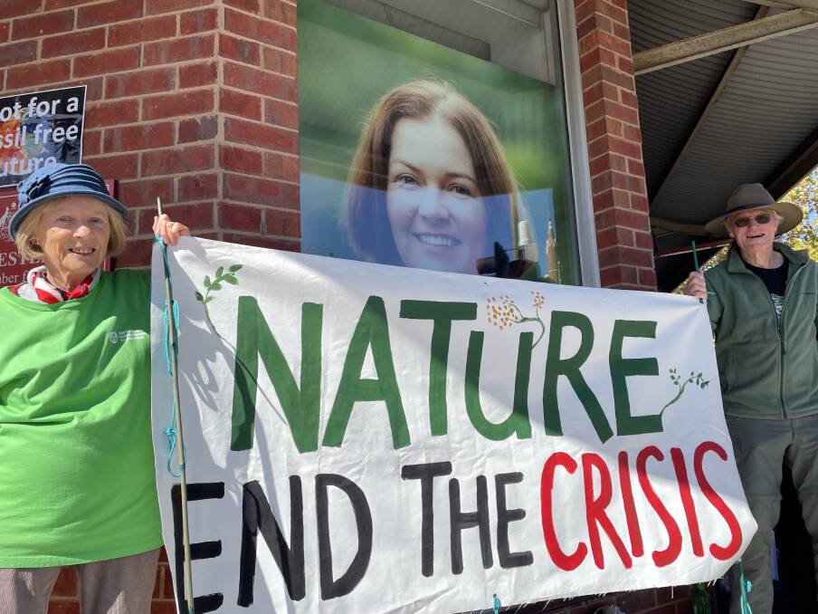 'End the crisis': Suzanne Houlden and Malcolm Robins plan to protest at Lisa Chester's Bendigo office for 12 days. Picture by Gabriel Rule 