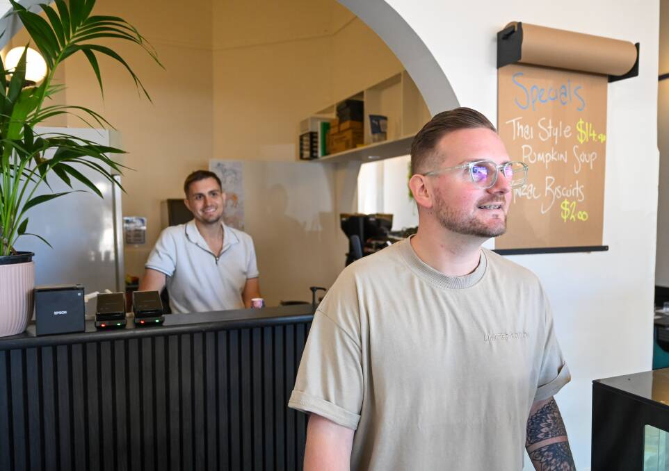Two Greys Cafe co-owners Aaron Clay and Jareth Richardon. Picture by Enzo Tomasiello