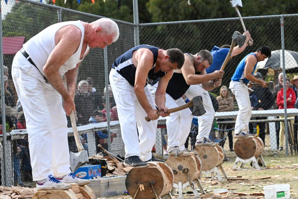 Woodchopping is a staple of the Rheloa Charity Carnival. Picture by Darren Howe.