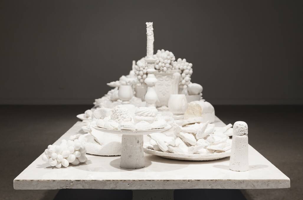 Ken and Julia Yonetani, The Last Supper (detail), 2014. Commissioned by Hazelhurt Regional Gallery & Arts Centre. Photography by Silversalt. Image courtesy of the artists and Hazelhurst Regional Gallery & Arts Centre.
