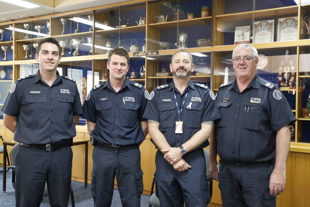Senior CFA staff Trent McKinnon, Tim Wells, Craig Brittain and Bruce Quarrier will help co-ordinate the organisation's response to the upcoming fire season from the Bendigo Fire Station. Picture: EMMA D'AGOSTINO