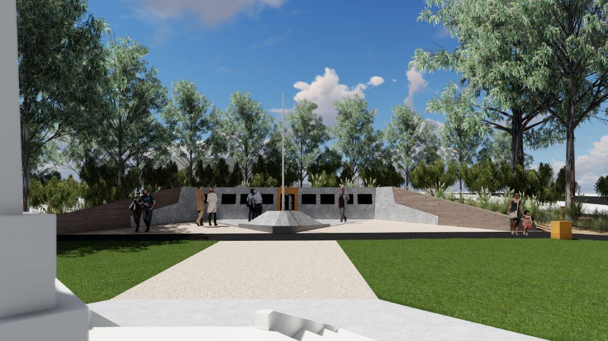 Respect: An artist's impression of the planned new soldiers memorial at Kangaroo Flat which was unveiled this week. Picture: CONTRIBUTED