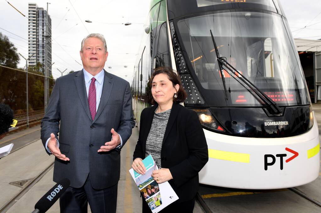 Action plan: Former US vice-president Al Gore and Victorian Energy Minister Lily D'Ambrosio talk battery storage and green energy in Melbourne. Picture: AAP