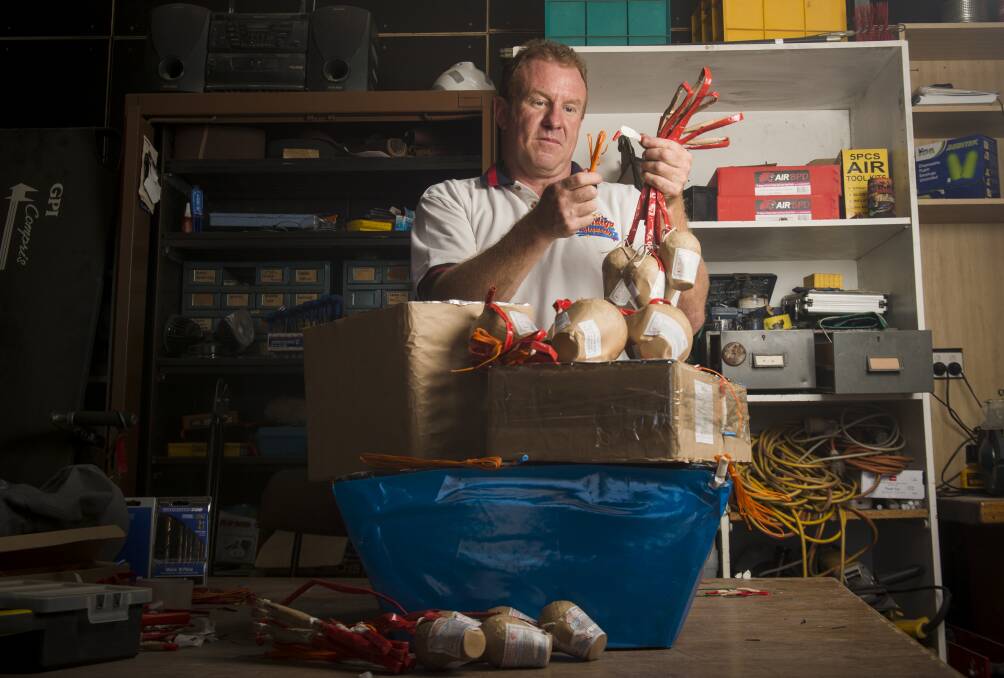 Bendigo Fireworks' Peter Daley says many of the illegal fireworks available on the black market today are more dangerous than those sold legally in times past. Picture: DARREN HOWE