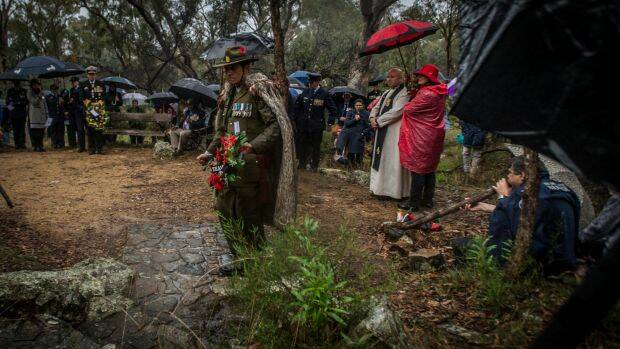 Anzac Day Aboriginal and Torres strait Islander commemoration ceremony on Mt Ainslie, Canberra. Photo: Karleen Minney