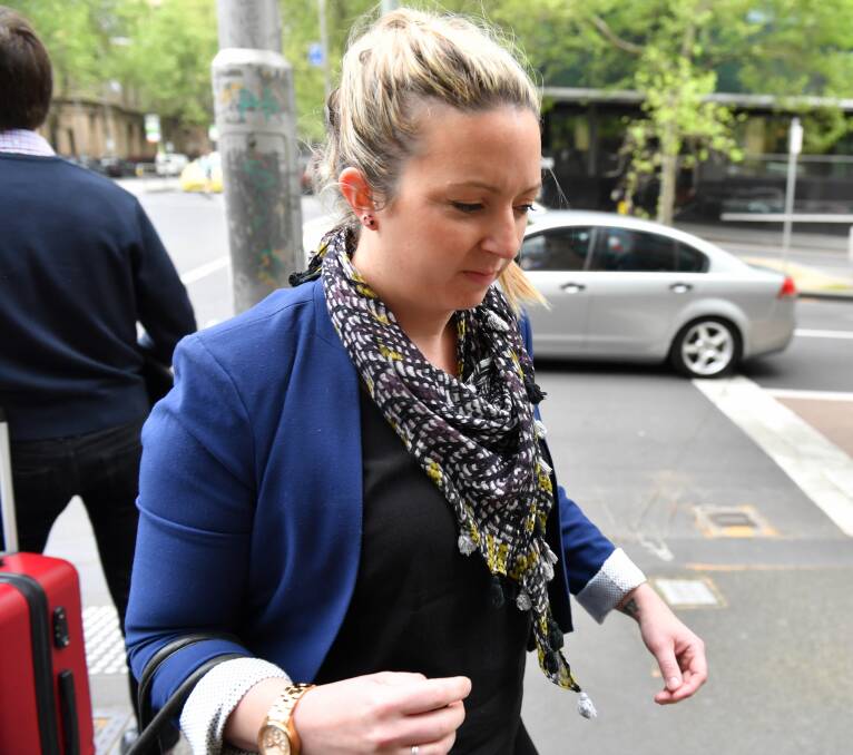 Jessie Scarlett-Rhodes arrives at court. Photo: Joe Armao