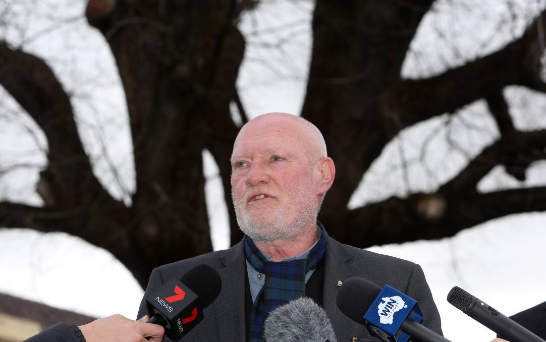 Mayor Peter Cox speaks to the media last week about Councillor Elise Chapman's decision to review a Code of Conduct panel finding. Picture: GLENN DANIELS