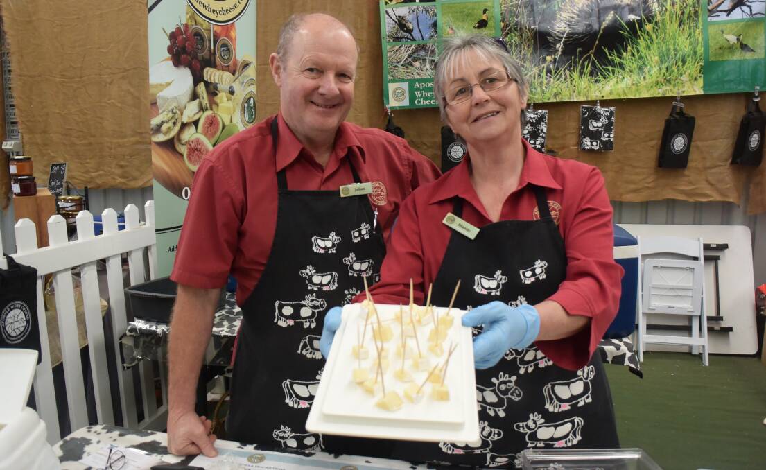 Julian and Dianne Benson, of Apostle Whey Cheese, had a busy afternoon feeding hundreds with their cheese.