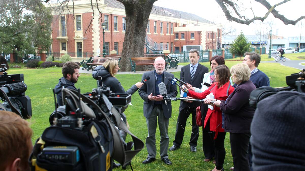 Mayor Peter Cox speaks to the media about VCAT's mosque ruling. Picture: GLENN DANIELS