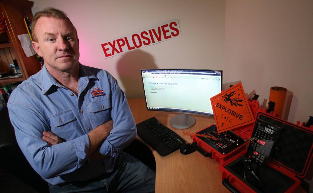 Bendigo Fireworks owner Peter Daley says the wait for the NBN at his Strathfieldsaye premises is having an impact on his business. Picture: GLENN DANIELS
