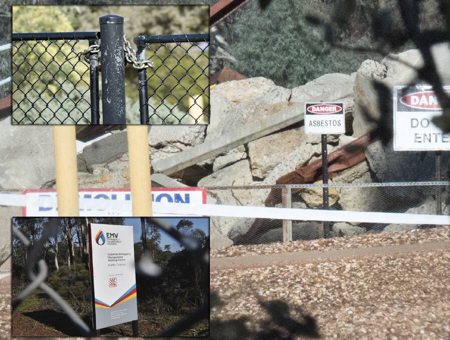 The industrial waste pile contained tiles which were found to have asbestos, the CFA has found. Pictures: DARREN HOWE