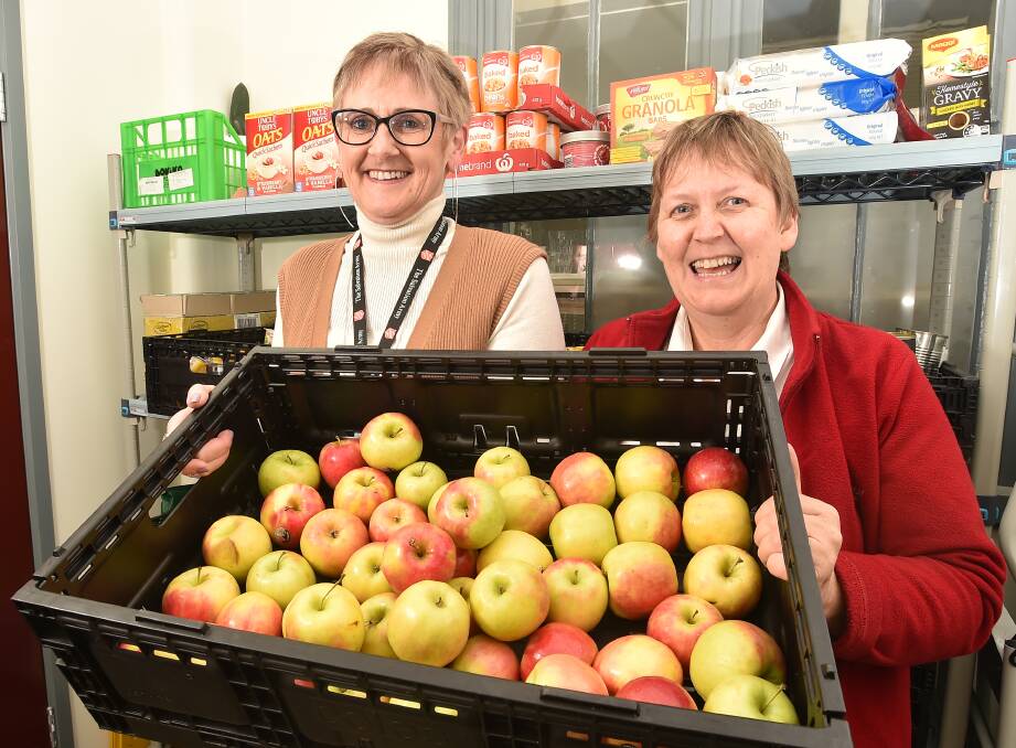 Therese McCrae and Kaye Viney from the Salvation Army in Bendigo hope people dig deep for the Red Shield Appeal. Picture: NONI HYETT