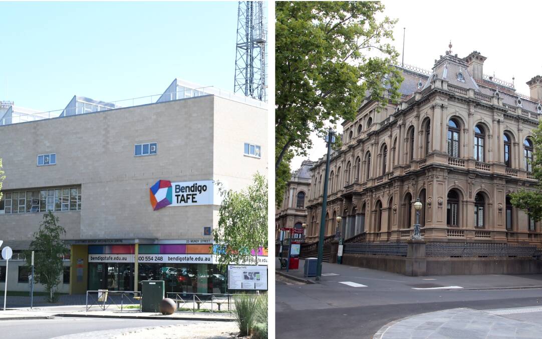 A TAFE building at the intersection of Mundy and Hargreaves Street will be replaced with purpose-built law courts for Bendigo, due for completion in 2022.