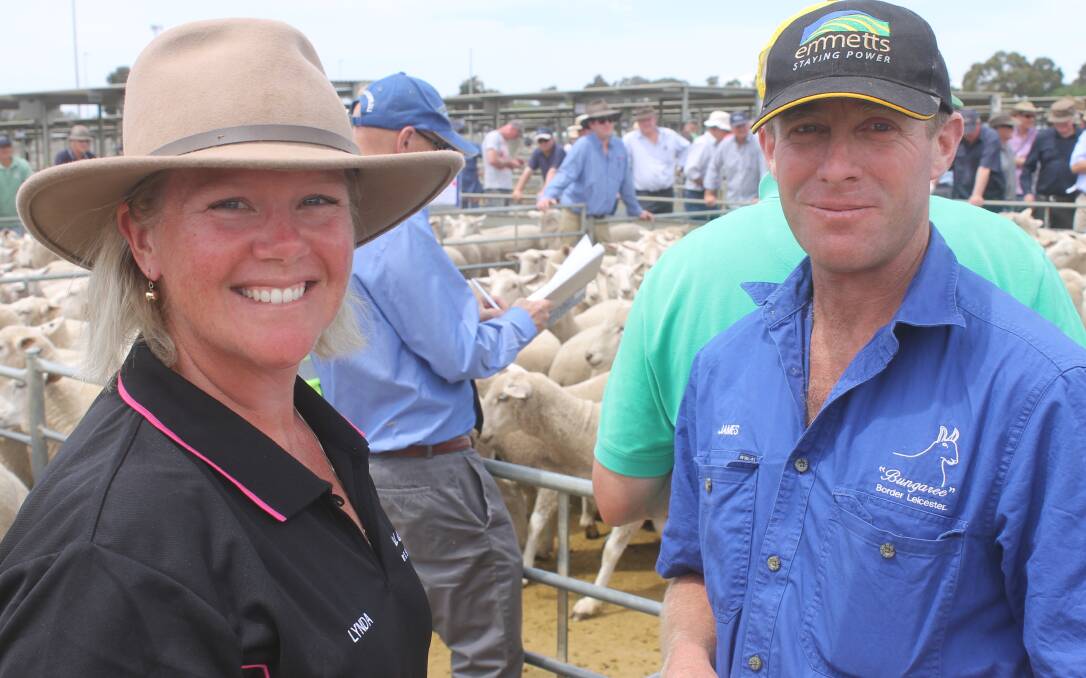 Raywood firstcross specialists Linda and James Cartwright sold young ewes at $330 a head at the crossbred sale in late-2017. Picture: Murray Arnel