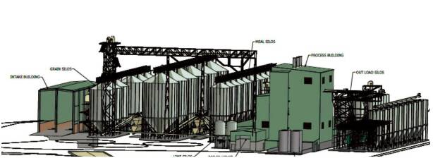 An early design of the feedmill, planned for the Wellsford Industrial Estate.