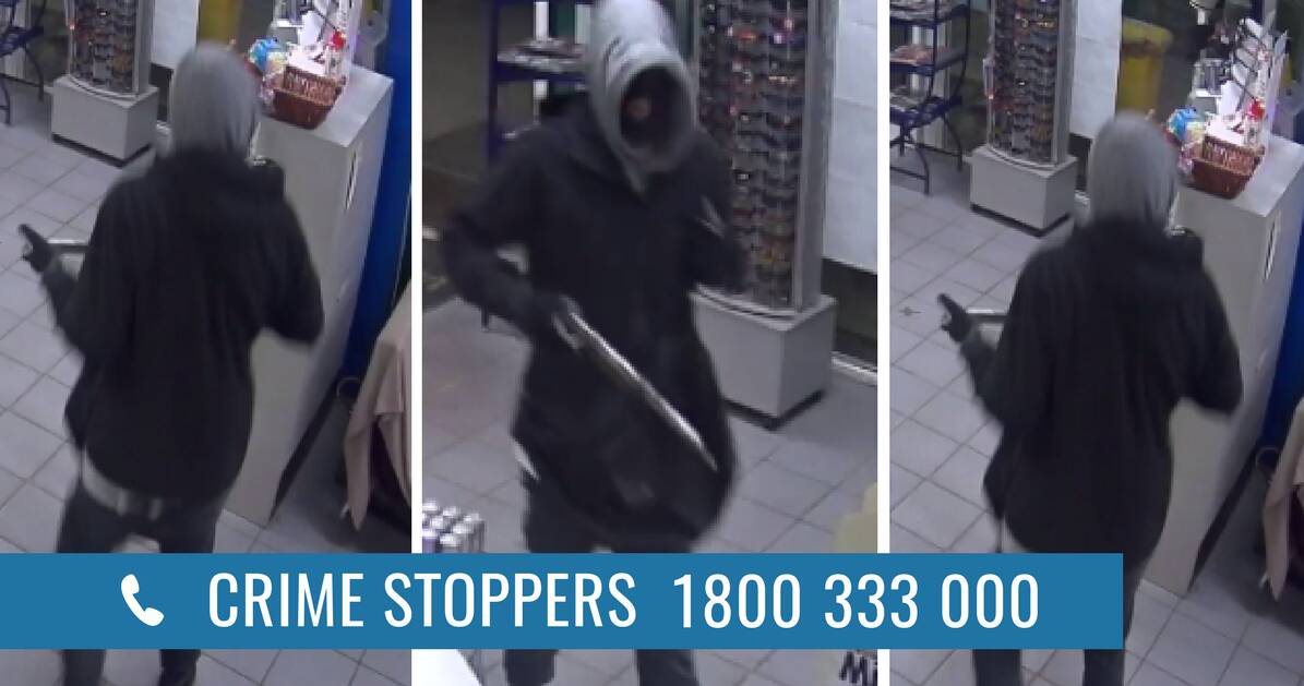 The man wanted in relation to the armed robbery of a Carlsruhe service station.