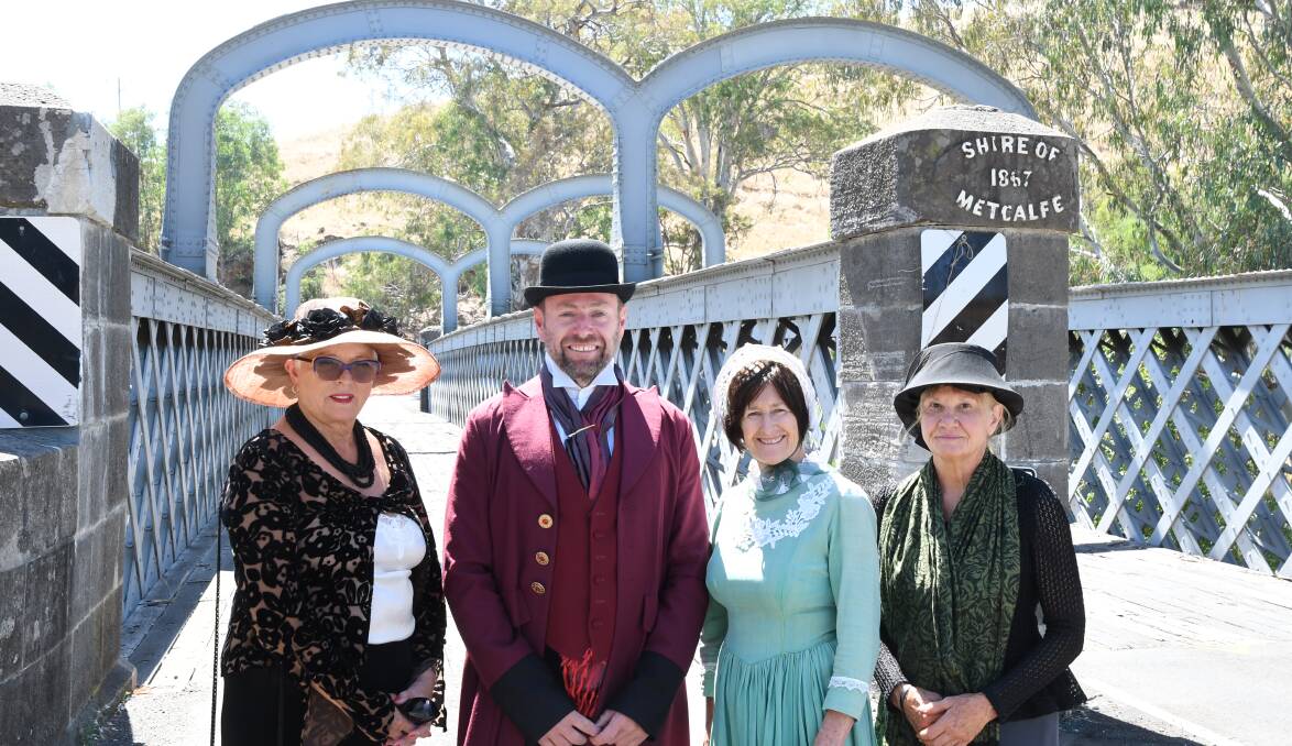 Kathy Hall, Andrew Campbell, Alison Campbell and Barbara James in period costume to re-enact the opening of the Redesdale Bridge. Picture: ADAM HOLMES