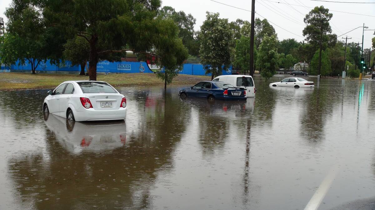 Nolan Street on January 9 this year, when heavy rainfall caused flooding events across Bendigo. 
