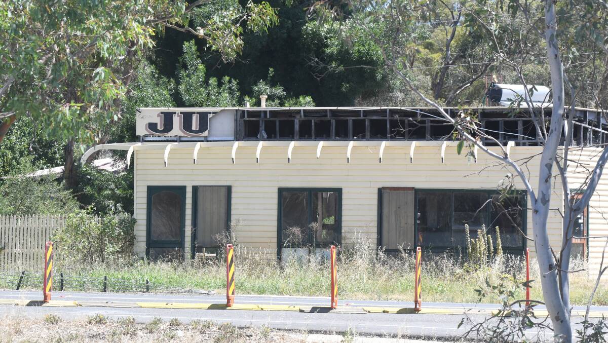 As roadworks wind up on the Calder Highway, residents want something done with the remains of the Junction Hotel. Picture: NONI HYETT