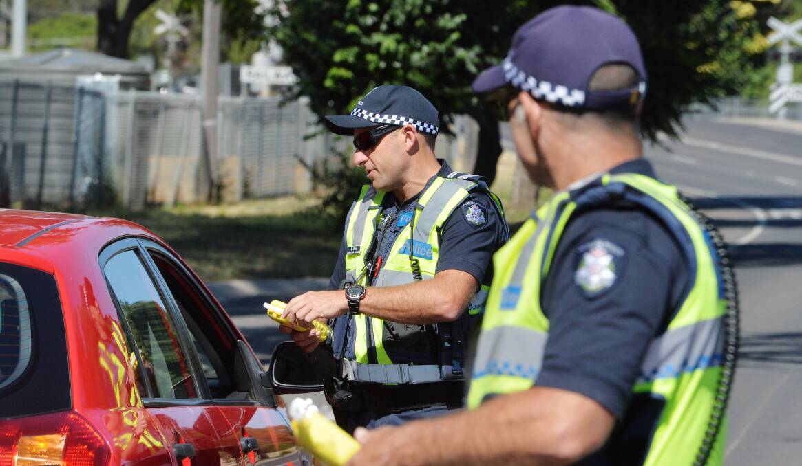 Police in Bendigo carry out random breath tests in the Christmas-New Year period. Picture: DARREN HOWE