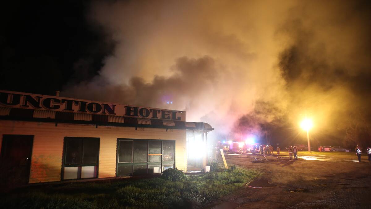 The Junction Hotel on the night of the fire.