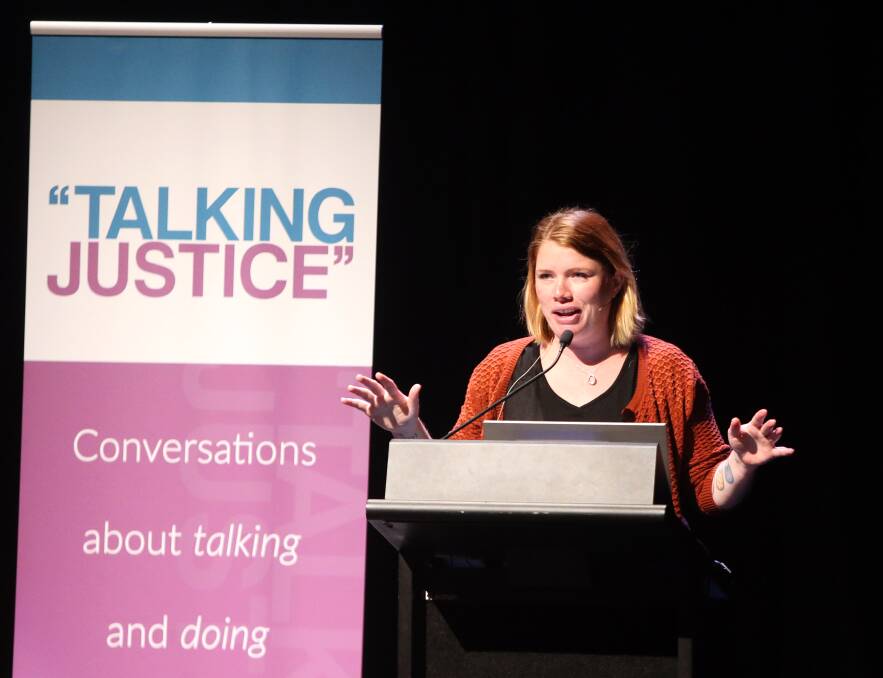 Clementine Ford covered a range of topics during her speech at Ulumbarra Theatre on Saturday. Picture: GLENN DANIELS