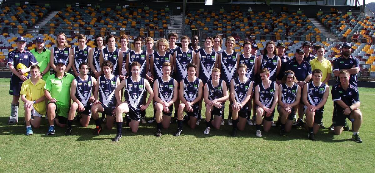 The AFL Goldfields under-17s squad ahead of its match against AFL Cairns at Cazaly Stadium. Picture: CONTRIBUTED