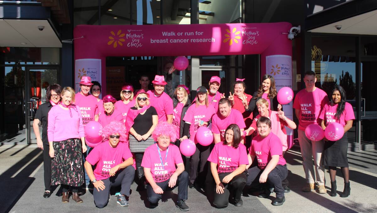 PINK PARADE: Bendigo Marketplace staff are sporting pink shirts in support of the Mother's Day Classic, which is being staged in Strathdale. Picture: SUPPLIED