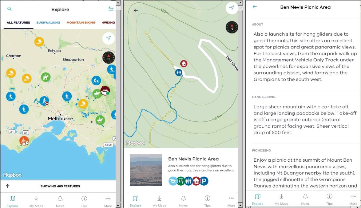 Screenshots of the More to Explore app. Picture: Forest Fire Management Victoria