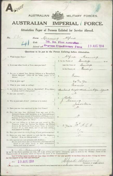 Document sourced from the Discovering Anzacs website