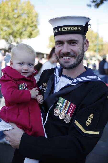 Able Seaman Marine Technician Bryce Leslie and Abigael, 1. Picture: EMMA D'AGOSTINO