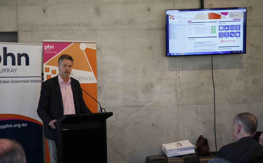 DETAIL: CSIRO health and biosecurity director Robert Grenfell makes an address at the Murray HealthPathways launch in Bendigo.