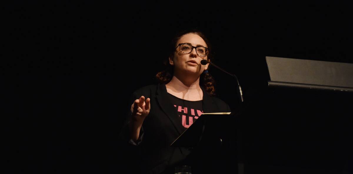 MAKING A STAND: Van Badham delivers the keynote address at the Community Sector Showcase on Thursday. Picture: DARREN HOWE