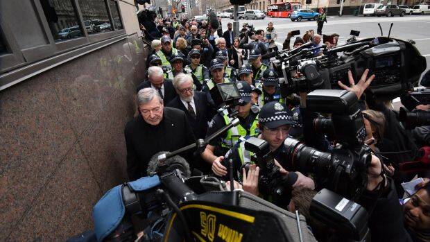 Cardinal George Pell to leaves the Melbourne Magistrates Court.  Photo: Joe Armao
