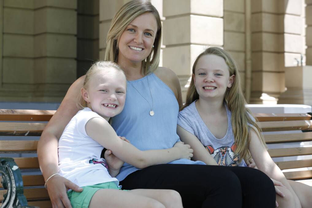 SUPPORT: Jordyn Demeo, right, with her sister Ruby and mother Jayne. The family is raising support and awareness of the Leukaemia Foundation. Picture: EMMA D'AGOSTINO