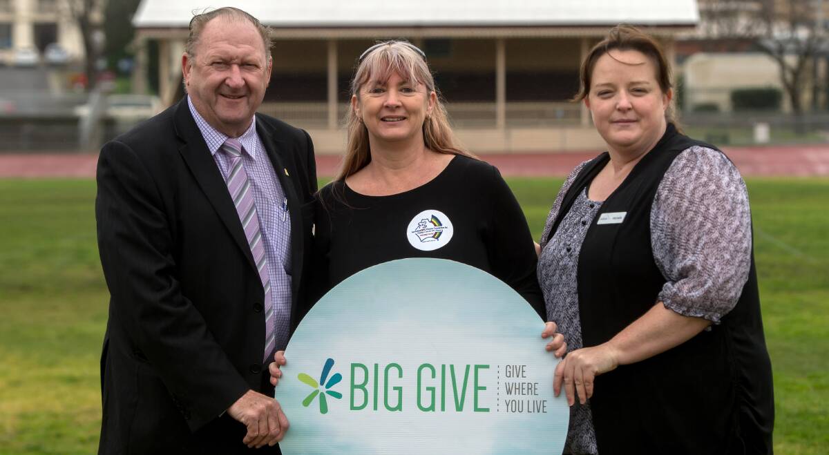 Australian NPC Disease Foundation vice president Kellie Adams with Big Give supporters Barry Lyons and Michelle Hird. Picture: BILL CONROY, PRESS1 PHOTOGRAPHY