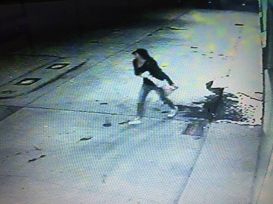 CCTV footage of a thief making off with a concrete bird bath donated by the family of the station's late president Geoff Morris, who died in 2013. 