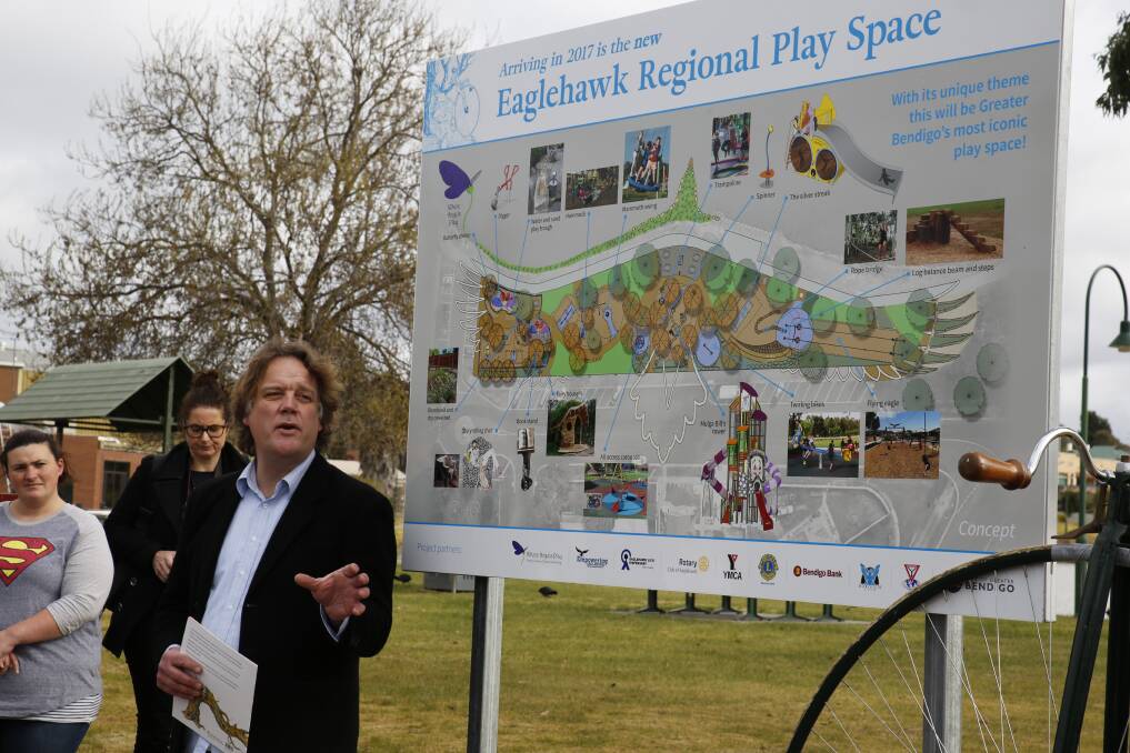 City of Greater Bendigo landscape architect Gary Lantzsch details plans for the $1.3 million Eaglehawk Regional Play Space. Picture: EMMA D'AGOSTINO