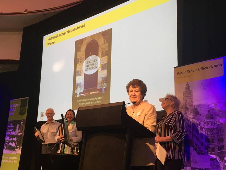 Fran Wigley accepts the award for Discover Historic Kyneton. Picture: SUPPLIED